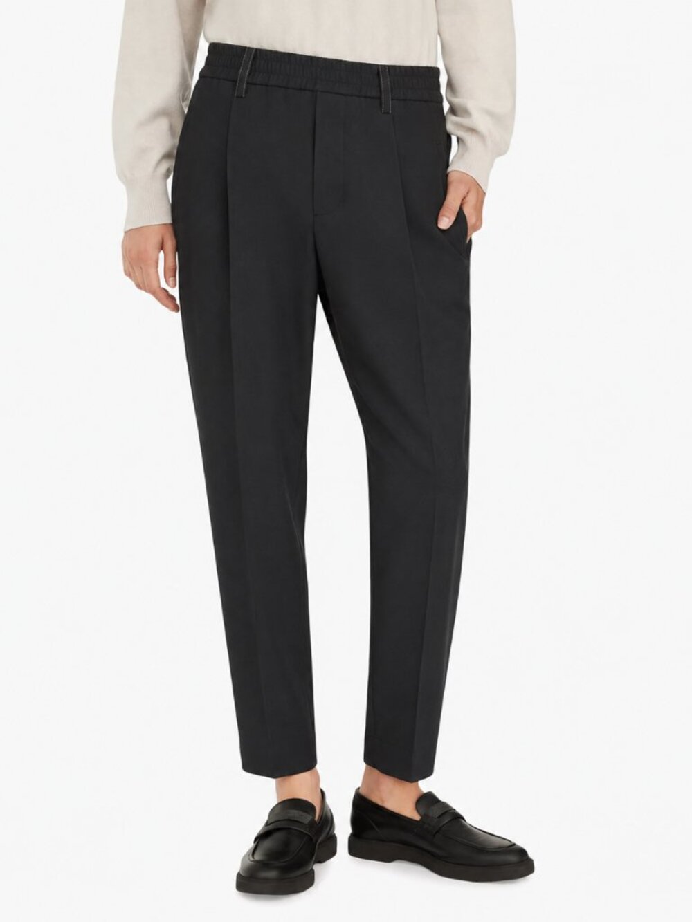 Brunello Cucinelli Monili Pants Black Pull On Wool Blend Size 10
